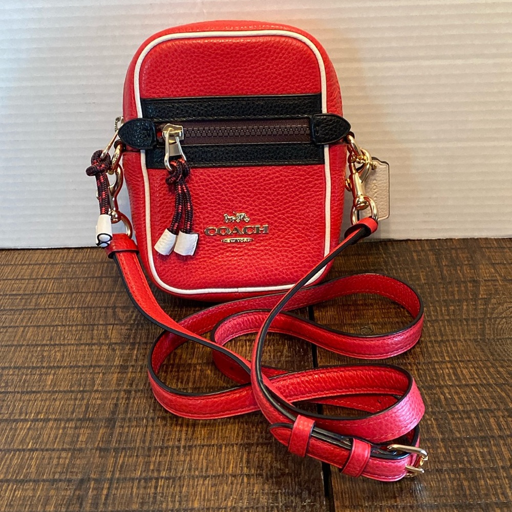 Coach Red Crossbody Bag with Black Trim